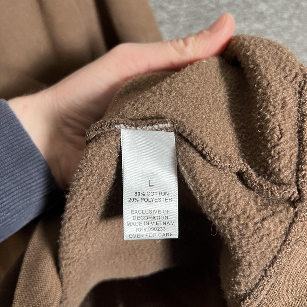 Fear Of God Essentials Hoodie Mens‎ Large Brown Fleece Kangaroo Pocket Pullover - Picture 10 of 15